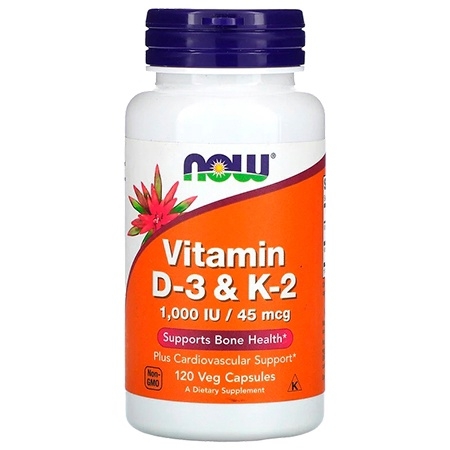 NOW Vitamin D3+K2 120 капсул