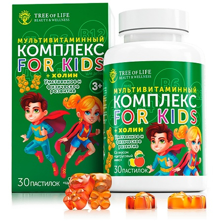 LIFE Multivitamins For Kids+Choline 30 пастилок